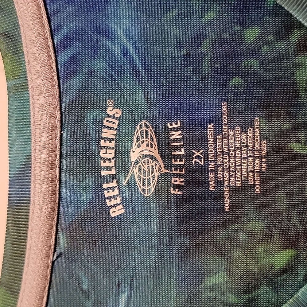 Reel Legends Freeline Blue Green Short Sleeve TShirt Size 2XL - Picture 2 of 8